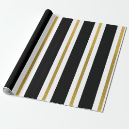Elegant Black & Gold Stripes Cadeaupapier
