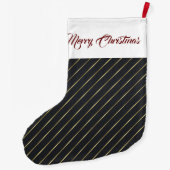 Elegant Black Gold Stripes Grote Kerstsok (Achterkant)
