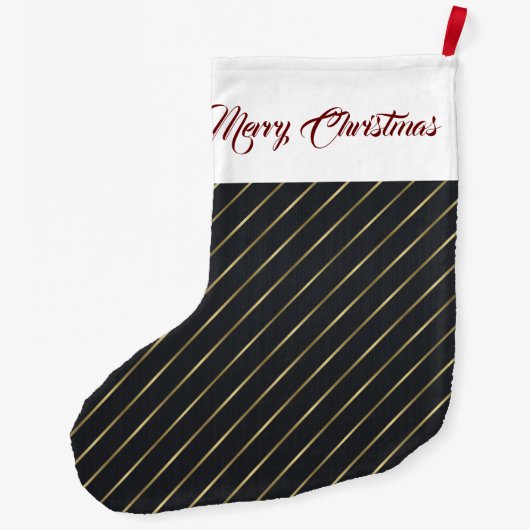 Elegant Black Gold Stripes Grote Kerstsok (Achterkant)
