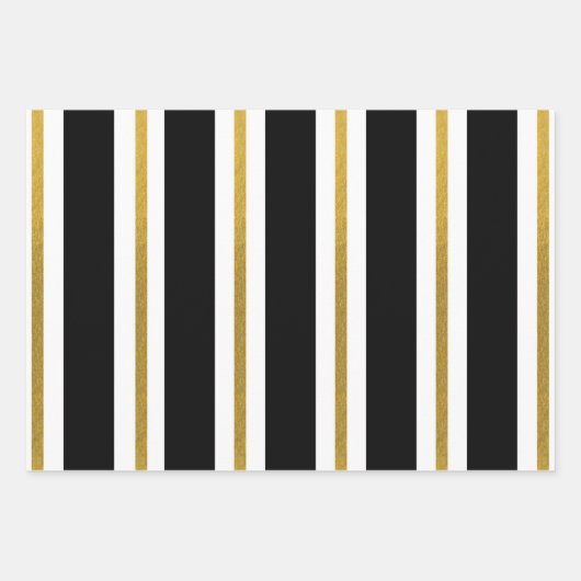Elegant Black & Gold Stripes Inpakpapier Vel (Voorkant)