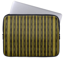 Elegant Black & Gold Stripes Laptop Sleeve