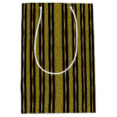 Elegant Black & Gold Stripes Medium Cadeauzakje (Voorkant)