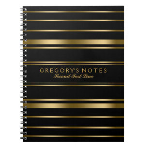Elegant Black & Gold Stripes Patroon 3 Notitieboek