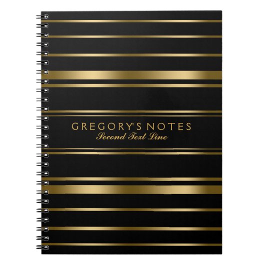Elegant Black & Gold Stripes Patroon 3 Notitieboek (Voorkant)