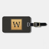 Elegant Black Gold Stylish Monogram Script Travel Bagagelabel (Voorkant horizontaal)