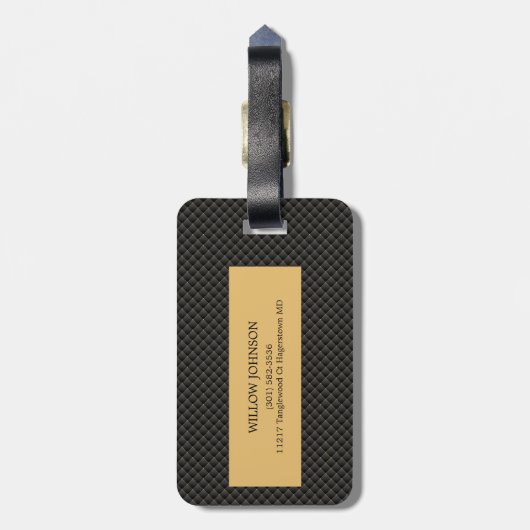 Elegant Black Gold Stylish Monogram Script Travel Bagagelabel (Achterkant verticaal)