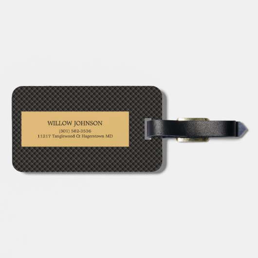 Elegant Black Gold Stylish Monogram Script Travel Bagagelabel (Achterkant horizontaal)