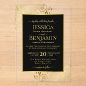 Elegant Black & Gold Stylish Text Classy Wedding Acryl Uitnodigingen (Voorkant)