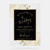 Elegant Black & Gold Stylish Wedding Welcome Acryl Bord (Voorkant)