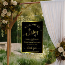Elegant Black & Gold Stylish Wedding Welcome