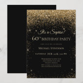 Elegant Black Gold Surprise 60ste verjaardagsfeest Kaart (Voorkant / Achterkant)