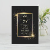 Elegant Black Gold Surprise 70ste verjaardagsfeest Kaart (Staand voorkant)
