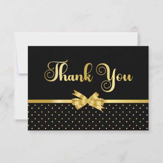 Elegant Black & Gold Surprise verjaardagsfeestje Bedankkaart (Voorkant)
