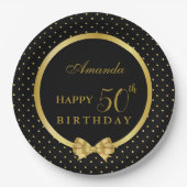 Elegant Black & Gold Surprise verjaardagsfeestje Papieren Bordje (Voorkant)