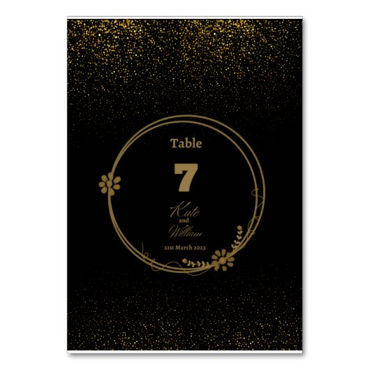 Elegant Black & Gold Table Kaart (Voorkant)
