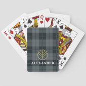 Elegant Black Gold Tartan Pset Monogram Pokerkaarten (Achterkant)