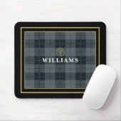 Elegant Black Gold Tartan Pset Monogrammen Muismat (Met muis)