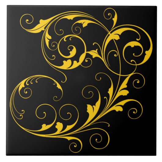 Elegant Black & Gold Tegeltje (Voorkant)