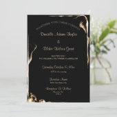 Elegant Black Gold Text Flames Weddenschap Kaart (Staand voorkant)