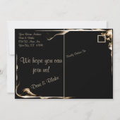 Elegant Black Gold Text Flames Weddenschap Kaart (Achterkant)