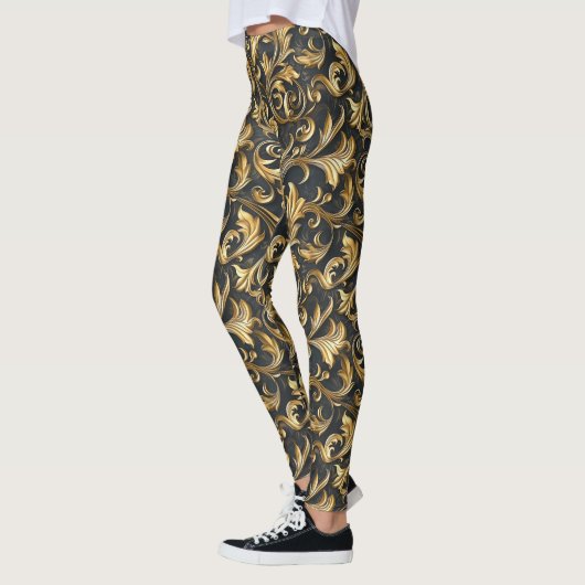 Elegant black gold tiled pattern  leggings (Links)