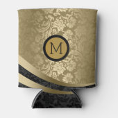 Elegant Black & Gold Tones Floral Dammaskers Blikjeskoeler (Voorkant)