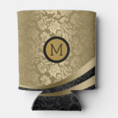 Elegant Black & Gold Tones Floral Dammaskers Blikjeskoeler (Achterkant)