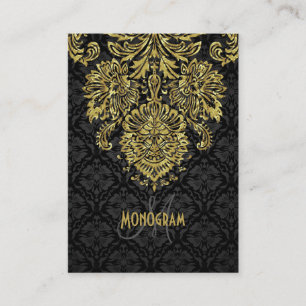 Elegant Black & Gold Tones Floral Dammaskers Visitekaartje