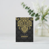 Elegant Black & Gold Tones Floral Dammaskers Visitekaartje (Staand voorkant)
