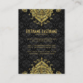 Elegant Black & Gold Tones Floral Dammaskers Visitekaartje (Achterkant)