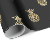 Elegant Black Gold Tropische anananasappels van af Cadeaupapier (Rol Hoek)