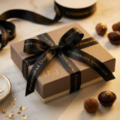 Elegant Black Gold Typography Chocolate Satijnen Lint