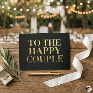 Elegant Black & Gold Typography To The Happy Coupl Bedankkaart
