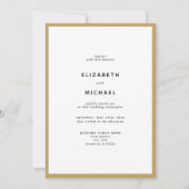 Elegant Black & Gold Typography Wedding Invitation Kaart (Voorkant)