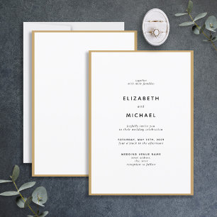 Elegant Black & Gold Typography Wedding Invitation Kaart