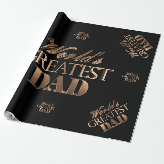 Elegant Black Gold Typography World's grootste pap Cadeaupapier (Uitgerold)