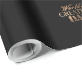 Elegant Black Gold Typography World's grootste pap Cadeaupapier (Rol Hoek)