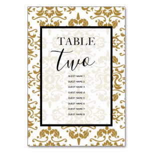 Elegant Black Gold Vintage Wedding Guest Names Kaart