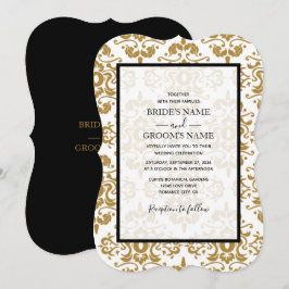 Elegant Black Gold Vintage Wedding Invitting Kaart
