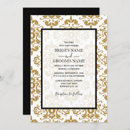 Elegant Black Gold Vintage Wedding Invitting Kaart