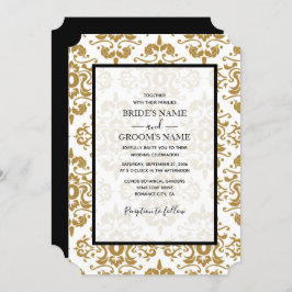 Elegant Black Gold Vintage Wedding Invitting Kaart