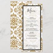 Elegant Black Gold Vintage Wedding Menu (Voorkant / Achterkant)