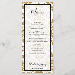 Elegant Black Gold Vintage Wedding Menu