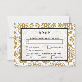Elegant Black Gold Vintage Wedding RSVP-kaarten RSVP Kaartje