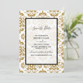 Elegant Black Gold Vintage Wedding Save the Date (Staand voorkant)