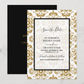 Elegant Black Gold Vintage Wedding Save the Date (Voorkant / Achterkant)