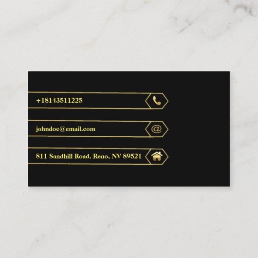 Elegant Black Gold Visitekaartje (Achterkant)