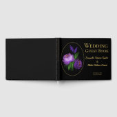 Elegant Black & Gold, Waterverf Floral Wedding Gu Gastenboek (Volledig)