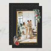 Elegant Black Gold Waterverf - Kerstmis Feestdagenkaart (Voorkant / Achterkant)