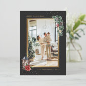 Elegant Black Gold Waterverf - Kerstmis Feestdagenkaart (Staand voorkant)